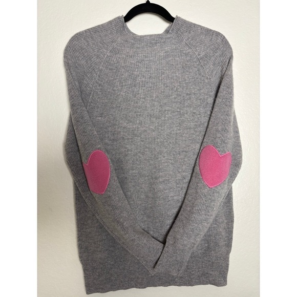 Chelsea & Theodore Sweaters - NWT Chelsea & Theodore 100% Cashmere Sweater w/ Heart Elbow Patch - Medium -Grey